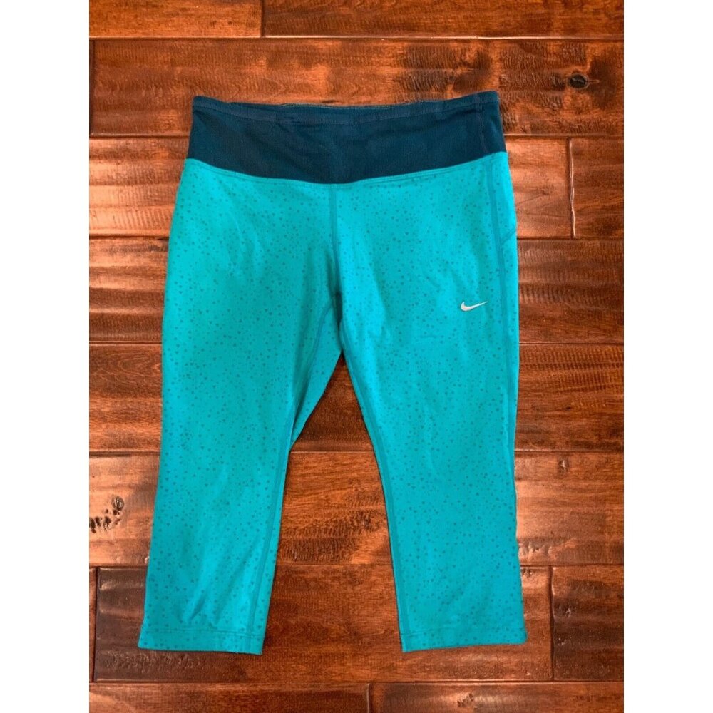 Nike Teal Speckled, Cropped Leggings, Size Medium